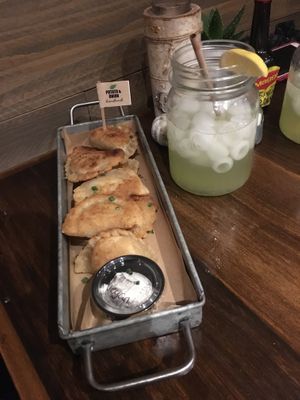 Potato and Onion Vegan Pierogis and Basil Lemonade at Pierogies House in Morristown
