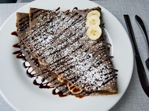 Vegan crepe dark chocolate and Bananas at The Peekskill Coffee House in Peekskill