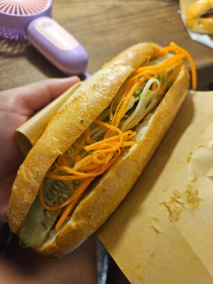 Tofu and Mushroom banh mi at Banh Mi 25 in Hanoi