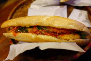 tofu banh mi for 25k at Banh Mi 25 in Hanoi