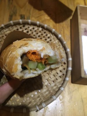 Avo mushroom and garlic option at Banh Mi 25 in Hanoi