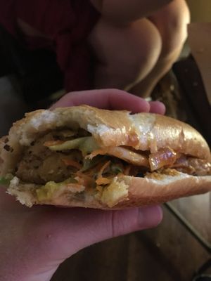 Tofu banh mi with avocado  at Banh Mi 25 in Hanoi