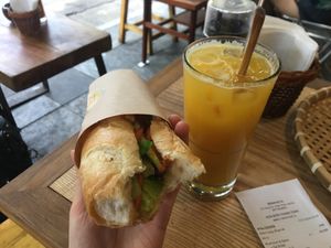 Mushrooms, veggies and garlic + avocado = 40k at Banh Mi 25 in Hanoi