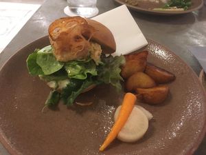 The vegan burger. at Vegimo 野菜食堂 in Hiroshima