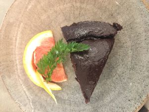 The vegan cake is super yummy but it’s a TINY slice for 750 yen!  at Vegimo 野菜食堂 in Hiroshima