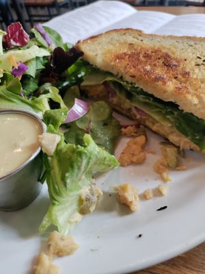 Toona melt with salad (caesar dressing) at The Wild Oat in Bellingham