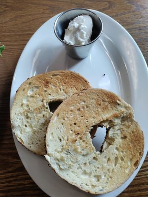 Toasted everything bagel at The Wild Oat in Bellingham