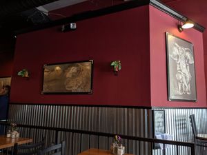 Etched metal art at The Wild Oat in Bellingham