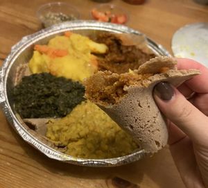 Injera with  filling  at Bejte Ethiopia in Berlin