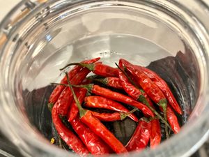 Chili peppers for garnish. at Komera in Monopoli