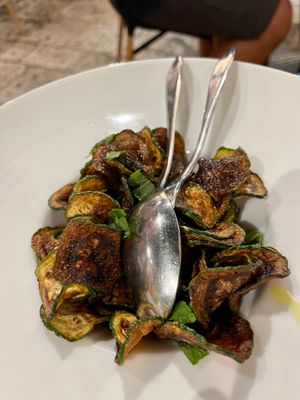 Fried zucchini.  at Komera in Monopoli