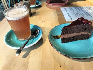 Apple chai and chocolate cherry cake at The Black Cockatoo in Almere
