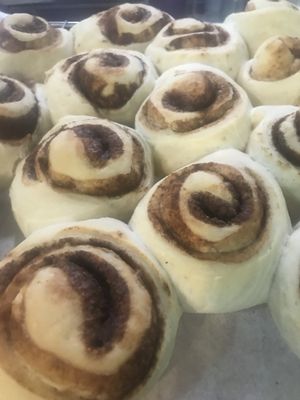 Fresh out of the oven cinnamon scrolls ❤️ at Vegan Beets in Hoi An