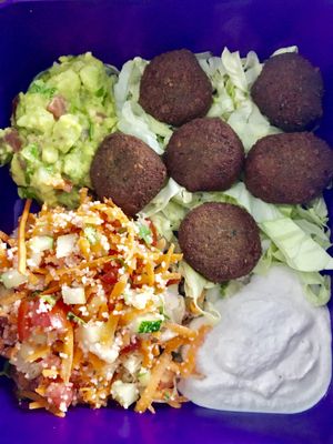 Falafel, guacamole, cashew cream, coleslaw....yum! at Vegan Beets in Hoi An