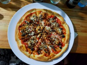 Insanely tasty vegan pizza at Vegan Beets in Hoi An