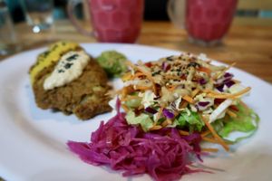 Side salad with tahini dressing at Vegan Beets in Hoi An