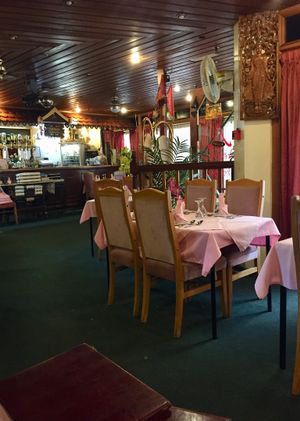 Interior of the small restaurant at River Kwai in Alton