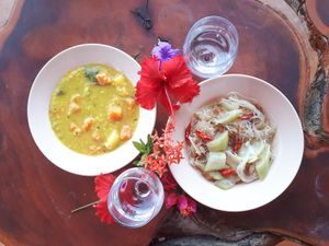 some of the vegan dishes at LooLa Adventure Resort in 