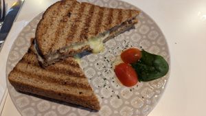 Vegan cheese toastie at Hangar Cafe in Worcester