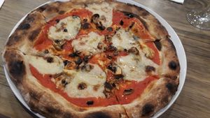 Vegan pizza with mushrooms at The Hungry Wolf in Koh Samui