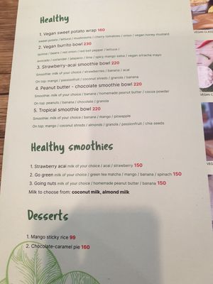 Vegan menu. Dec 2020 at The Hungry Wolf in Koh Samui