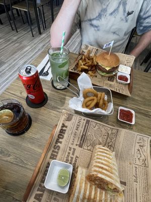 Omni beef burrito & double cheeseburger   at The Hungry Wolf in Koh Samui