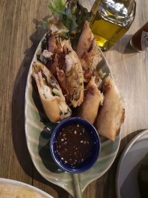 Best fresh fried spring rolls at The Hungry Wolf in Koh Samui