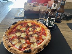 Omnibeef pizza   at The Hungry Wolf in Koh Samui