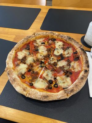 Omnibeef vegan pizza   at The Hungry Wolf in Koh Samui
