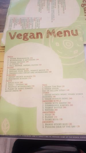Vegan menu (Jan 2019) at The Hungry Wolf in Koh Samui