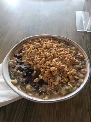 Vegan peanut butter smoothie bowl (really good!) at The Hungry Wolf in Koh Samui