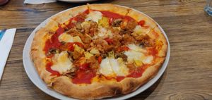 Vegan pizza at The Hungry Wolf in Koh Samui