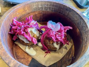 Red cabbage croquettes   at Terrae in Mallorca