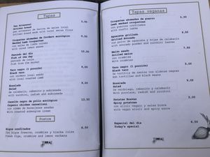 menu at Terrae in Mallorca