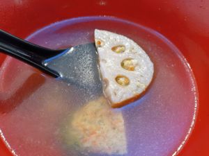 Lotus roots niang tauhu. 1st time seeing it at Veggie House 一芳 - AMK in Northeast Singapore