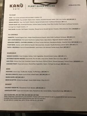 Menu at Kanu Cafe - Doppio Zero Pizza in Edmonton