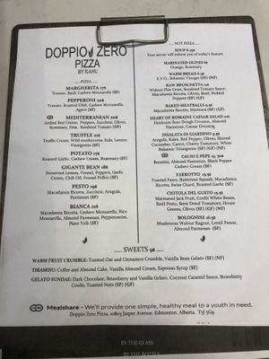 Menu 1 at Kanu Cafe - Doppio Zero Pizza in Edmonton