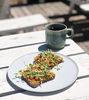 The Wellness Refinery - Roasted Pepper + Turmeric Hummus Toast at The Wellness Refinery in Sauble Beach