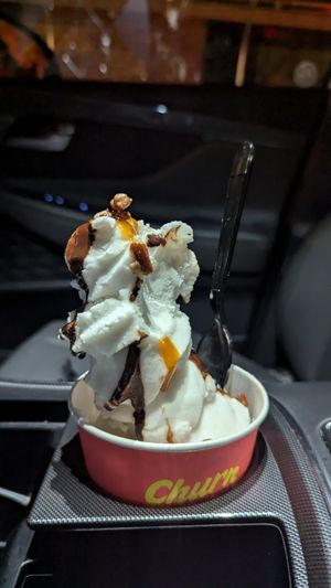 Horrible photo of a tasty sundae at Churn Soft Serve in Buffalo