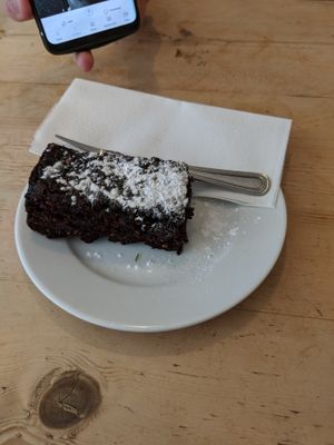 Vegan chocolate brownie at The Honey Pot in Penzance