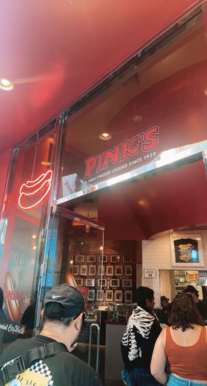 outside   at Pink's Hot Dogs in Universal City
