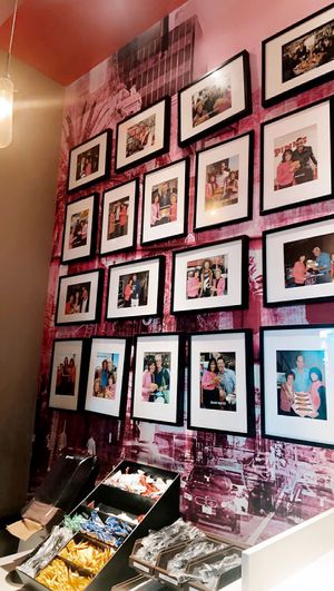 inside wall   at Pink's Hot Dogs in Universal City