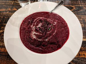 Beet soup at Local Roots in Powell