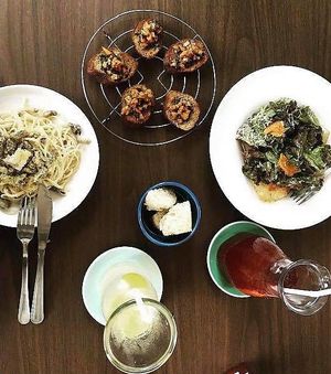 Salad/ Carbonara Shiitake/Bruschetta at Monkey Grounds Coffee in Iloilo City