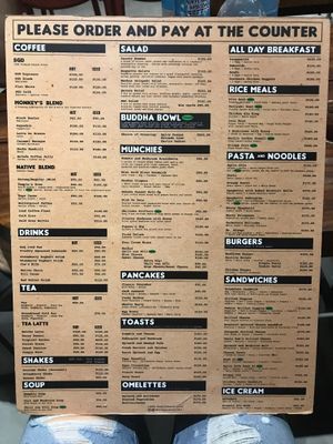 Menu at Monkey Grounds Coffee in Iloilo City