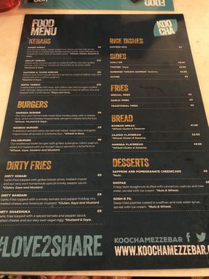 Menu at Koocha Mezze Bar in Bristol