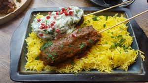 Kotlet kebabs with chilli and tzatziki at Koocha Mezze Bar in Bristol