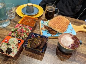 Mezze, kebab and rose hot chocolate. at Koocha Mezze Bar in Bristol