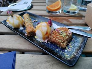 Delicious baklava at Koocha Mezze Bar in Bristol