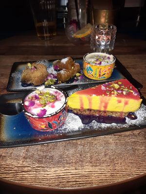 Cheesecake and baklava at Koocha Mezze Bar in Bristol